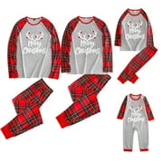 XIAXAIXU Xingqing Christmas Family Matching Pajamas Sets Plaid Deer Print Long Sleeve Pullover Long Pants for Baby-18-24 Months