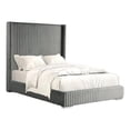 thumbnail image 6 of Wolo Full Bed-Gray Fur Chenille Ribbed Upholstery-Wing Headboard, 6 of 6