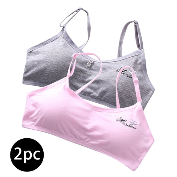 gbyLJF 2PC Training Bras for Girls Comfort Seamless Bra with Adjustable Straps Daily Bra with Removable Padding Bras