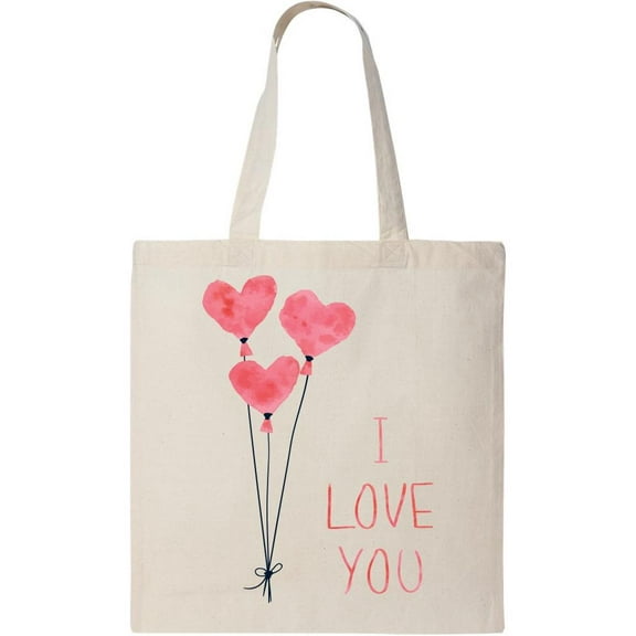 Smartprints Red Heart Balloons "i Love You" Tote Bag - Image by Shutterstock, One Size Cotton Canvas Tote Bag