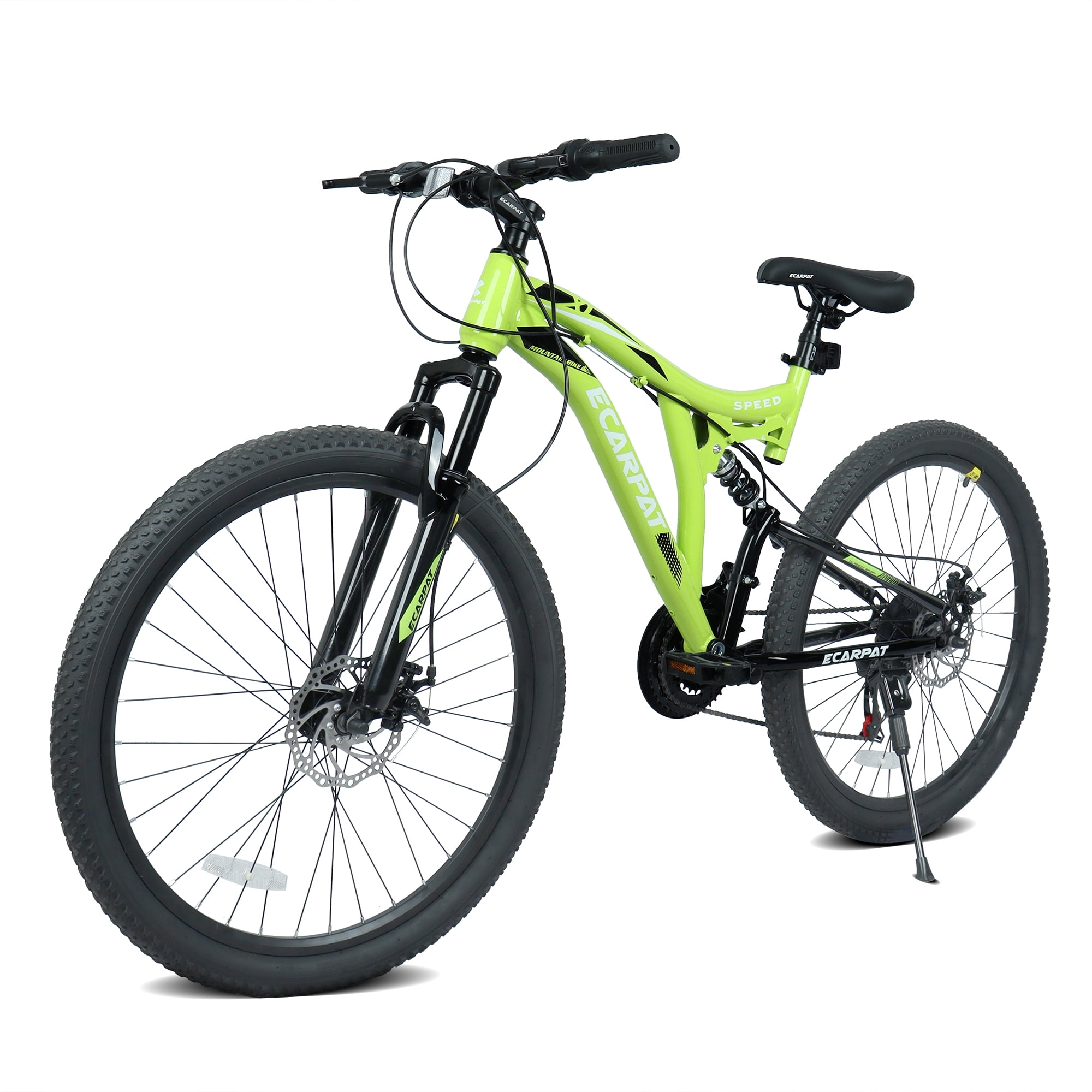 26" Mountain Bike Single Speed Steel Frame City Bicycle with Front Suspension for Men Women, Green