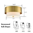 thumbnail image 6 of Claxy 2-Light Brass Drum Flush Mount Ceiling Light with Fabric Shade, 6 of 7