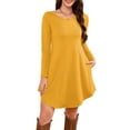 thumbnail image 1 of Robe T-Shirt à Poche, Robe Midi Ample à Manches Longues à Col Rond, Robe Facile pour Tous les Jours pour Femmes, Maternité, Voyage et Tenue de Fin de Semaine Orange G, 1 of 5