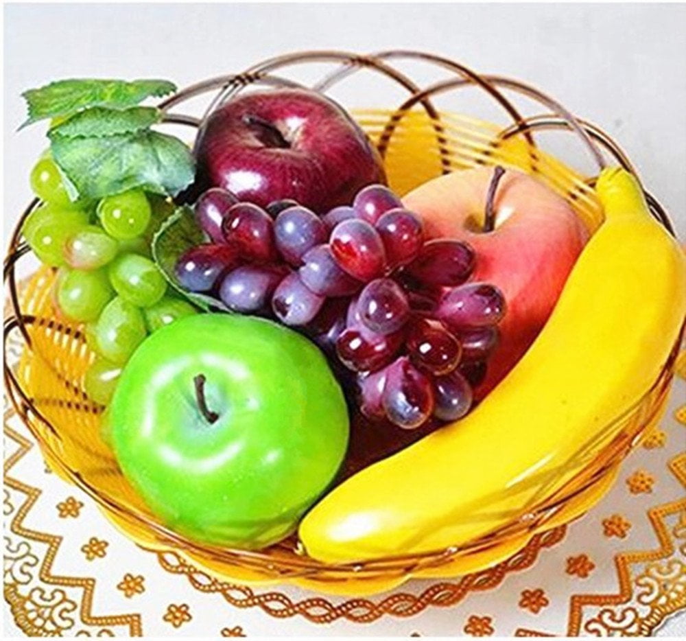 Fake Fruit Artificial Realistic Lifelike Decorative Foam Fruits & Vegetables for Hand Made Home Kitchen Party Decor 12pcs Assorted Fruit Mix Apples, Lemons, Oranges, Bananas, Grapes, Cherries