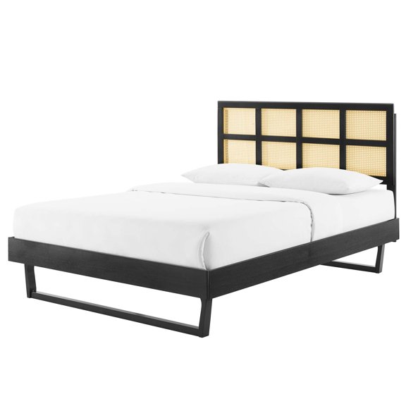 Platform Bed Frame, Queen Size, Wood, Black, Modern Contemporary Urban Design, Bedroom Master Guest Suite