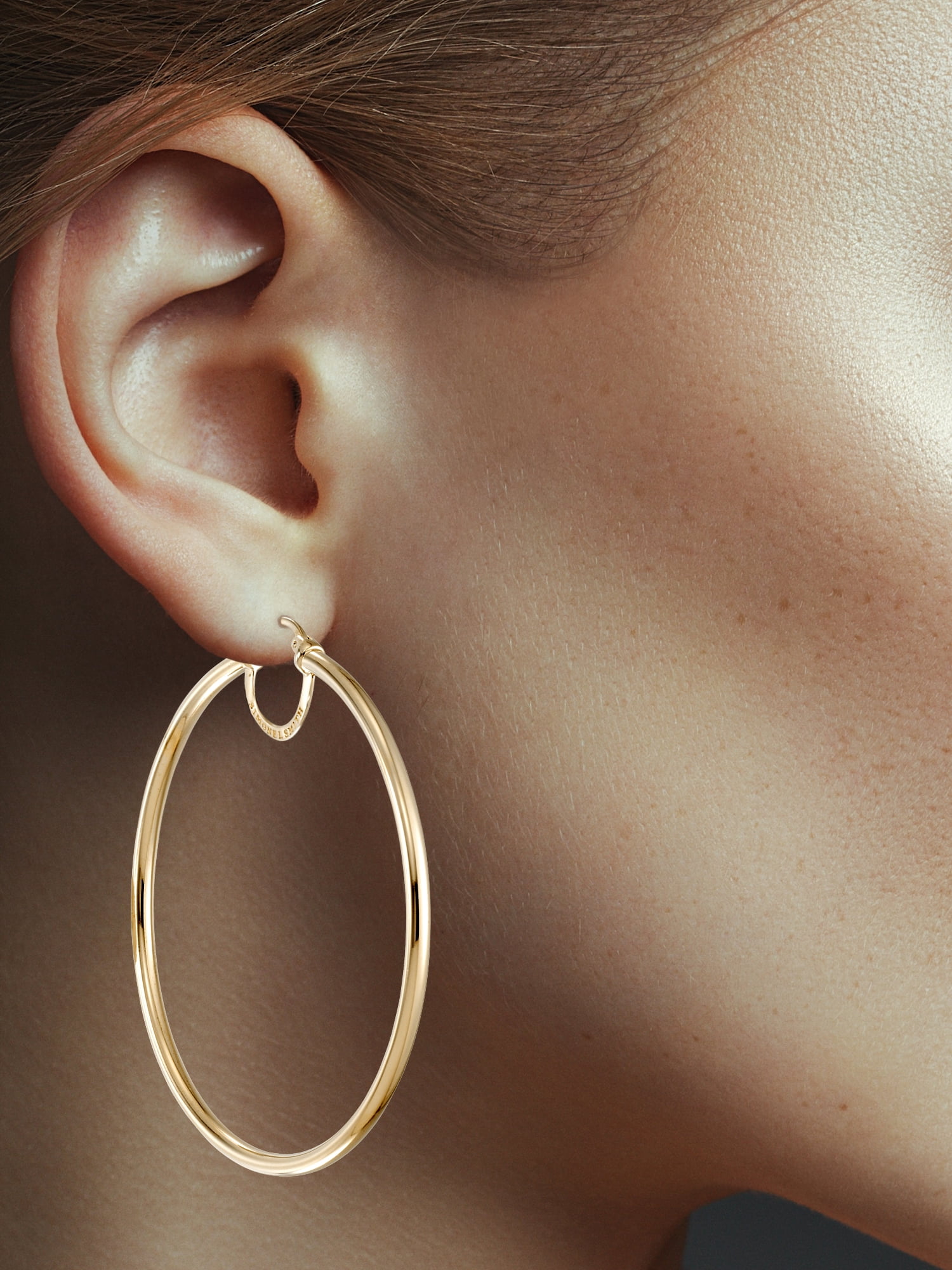 Simone I. Smith Sterling Silver Gold Tone High Polished Large Round Hoop Earrings