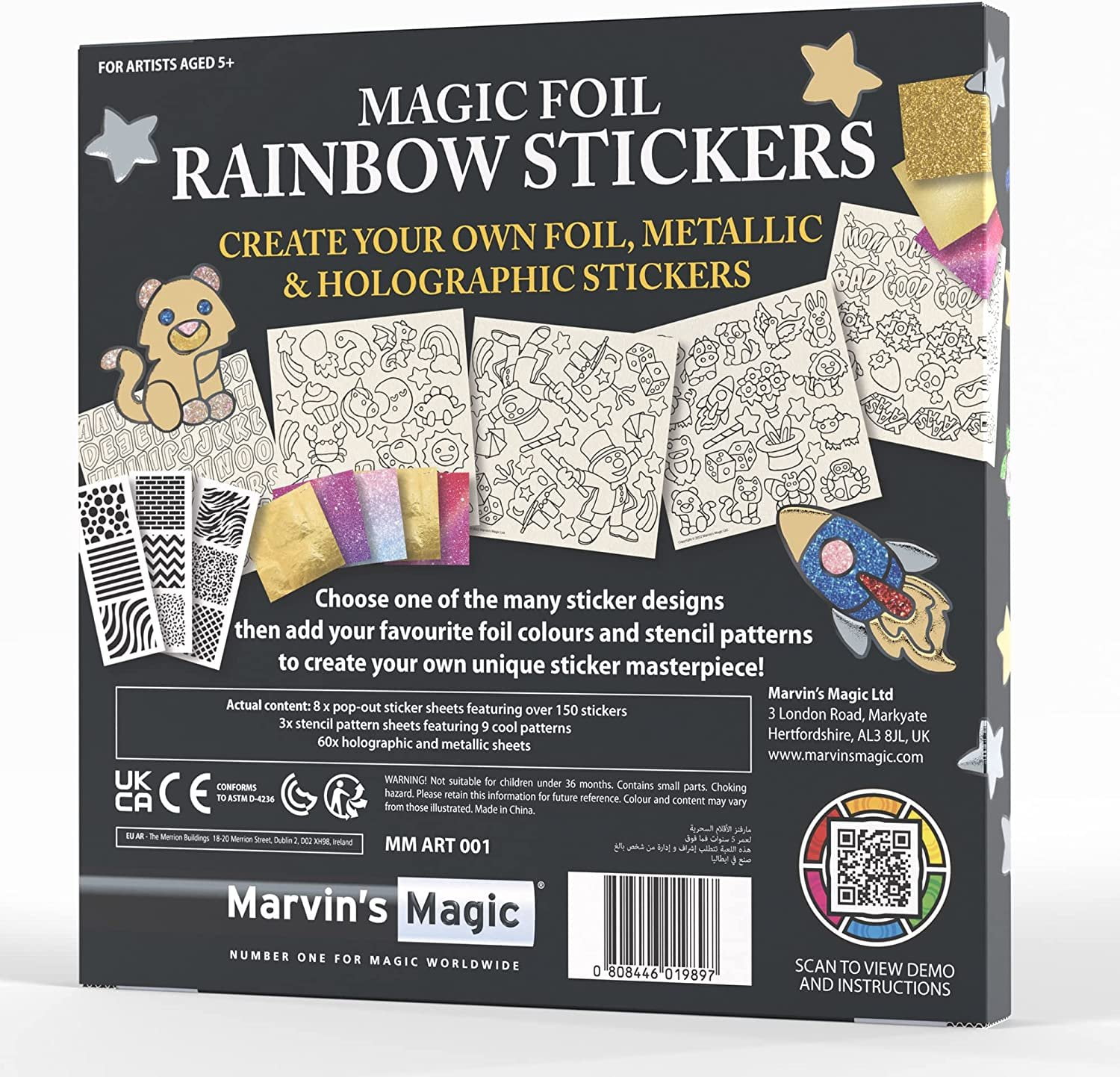 Marvin's Magic - Magic Foil Rainbow Stickers - Foil, Metallic & Holographic Stickers - Magical Art Supplies - 150 Stickers & More
