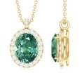 thumbnail image 3 of Rosec Jewels Lab Created Green Sapphire Pendant with Diamond Halo for Women - AAAA Grade, 18K Yellow Gold, 3 of 7