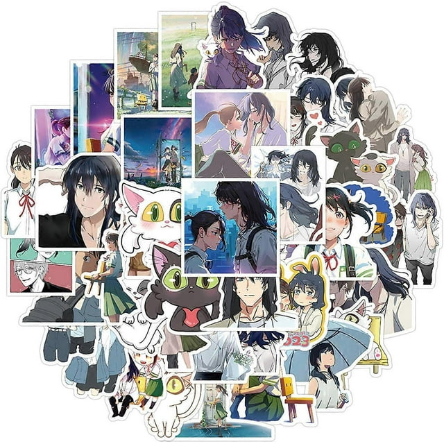50pcs Suzume Stickers Suzume No Tojimari Anime Stickers for Teen Laptop,Cute Aesthetic Cartoon Movie Waterproof Decals