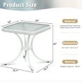 thumbnail image 2 of Ktaxon 18" Square Outdoor Side Table with Tempered Glass Top, Ripple-patterned Courtyard Glass Table, White, 2 of 8