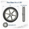 thumbnail image 2 of 14 x 1.75" Spoked Plastic Wheel with Tire Replacement for Mower, Wheelbarrow, Trimmer, Push Mower, Pressure Washer, 1.75" Offset Hub Length,1/2" inside Bearing, 2 Pack, 2 of 7