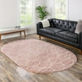 thumbnail image 4 of Unique Loom Trellis Shag Collection Area Rug - Ruby (4' x 6' Oval Light Pink/Ivory), 4 of 12