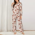 thumbnail image 2 of Haiem Autumn Brown Butterfly Pattern Women’s Long-sleeve Sleepwear,Sleepwear Set,2-piece Loungewear Set,Soft PJs Comfy Nightwear with Pockets-Medium, 2 of 7