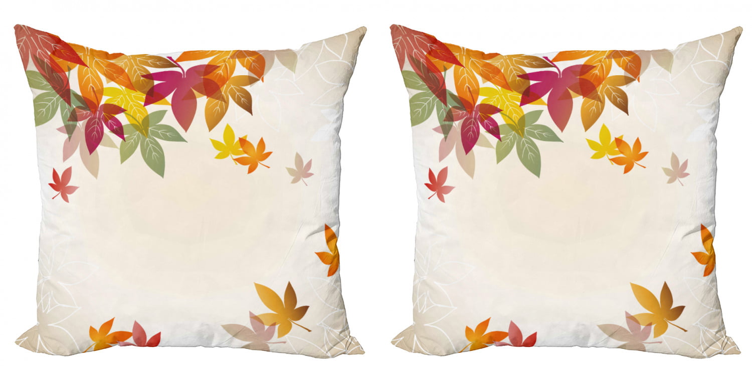 16x16 Multicolor Nature Magick Fall Autumn Pumpkins Fall Autumn Leaf Thanksgiving Pattern Leaves Brown Throw Pillow