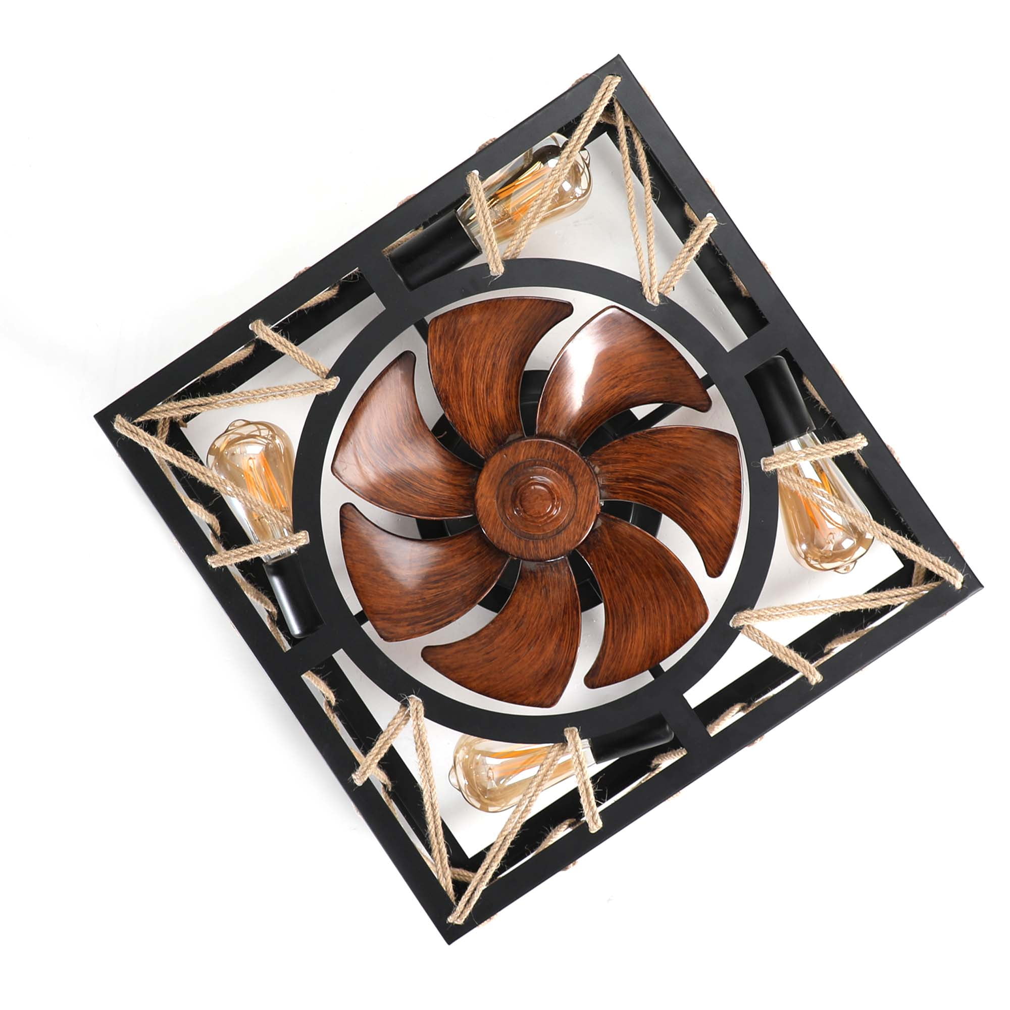 Aukfa Modern Low Profile Drum Cage Ceiling Fan with Light - Remote Control, Bladeless, 360-Degree Oscillating Design