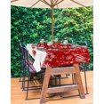 thumbnail image 3 of Outdoor Tablecloth with Umbrella Hole & Zipper, Christmas Rectangle Tablecloth 60x84 Inch, Red Christmas Balls White Winter Snowflake Patio Table Cover Waterproof Table Cloth for Picnic/Party, 3 of 6
