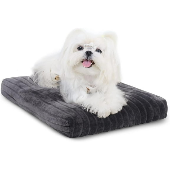 Dog Crate Bed Washable Dog Beds for Extra Small Dogs Deluxe Thick Flannel Fluffy Comfy Kennel Pad Anti-Slip & Anti-Scratch Pet Sleeping Mat, 21 x 12 Inch, Gray