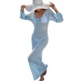 thumbnail image 2 of Women's Beach Cover Up Skirt Hollowed Out Knitted Bikini Swimsuit Sun Dress for Beach Resort Summer,Light Blue,L, 2 of 7