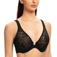 thumbnail image 2 of MELENECA Women's Front Closure Stretch Lace Underwire Bra Black 34C, 2 of 5