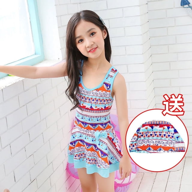 Trajes de baño para niños, trajes de baño femeninos de princesa dividida siamesa, trajes de baño para niñas de talla mediana y grande, trajes de baño para estudiantes