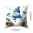 thumbnail image 5 of Christmas Decorative Pillow Covers 18x18" Christmas Patterns Pillowcase Vintage Watercolor Blue Printed Home Decors Cushion Cover Christmas for Couch Sofa Bed Home Decors Cushion Covers, 5 of 7