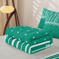 thumbnail image 5 of Castle Fairy Retro Vertical Stripe Zipper Twin Comforter Sets with Fitted Sheet and 2 Pillowcases,Minimalism Heart Dot Zipper Bedding Set,Emerald Green White,Reversible, 5 of 7