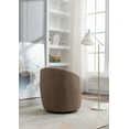 thumbnail image 4 of Teddy Fabric Swivel Barrel Chair with Curved Backrest and Armrest, Accent Armchair with Powder Coating Metal Base, Leisure Sofa Chair for Living Room Gaming Room Bedroom Office, Coffee Brown, 4 of 7