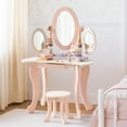 thumbnail image 4 of Robud Pink Kids Vanity Set, Makeup Vanity Desk with Mirror, Chair and Storage Drawers, Little Girl Dressing Table with Stool for Toddlers Ages 3+, 4 of 11