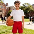 thumbnail image 6 of biudgviw Boys Shorts Kids Quick Dry Running Athletic Shorts Breathable Casual Elastic Waist Shorts Summer Pull On Training Shorts, 6 of 7