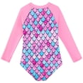 thumbnail image 6 of Usaibhir Toddler Girls Summer One Piece Long Sleeve Bathing Suits Rash Guard Front Zipper Swimsuits with UV Protection Sunsuit 4-12T, 6 of 17