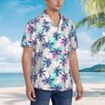 thumbnail image 5 of Balery Palm Leaves Print Men's Hawaiian Shirts Short Sleeve Beach Shirt Relaxed Fit Vacation Button Down Shirts-, 5 of 9
