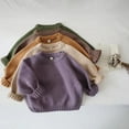 thumbnail image 2 of Zwiiyzr 6M-6Y Toddler Kids Baby Boys and Girls Knit Sweater Blouse Pullover Trendy Cute Color Long Sleeved Warm Round Neck Sweater Beige, 2 of 5