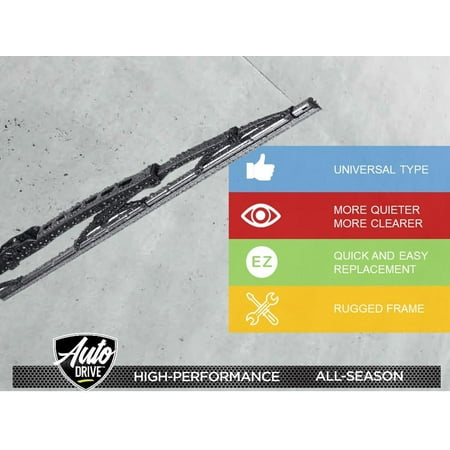 Auto Drive High-Performance Wiper Blade, 20" Universal Fit Most Cars