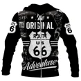 thumbnail image 5 of Sudadera con capucha y cremallera para hombre, informal, nueva, de primavera y otoño, con estampado de la Ruta 66, de manga larga, estilo urbano, holgada y de gran tamaño, 5 of 5