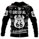 thumbnail image 5 of Sudadera con capucha y cremallera para hombre, informal, nueva, de primavera y otoño, con estampado de la Ruta 66, de manga larga, estilo urbano, holgada y de gran tamaño, 5 of 5