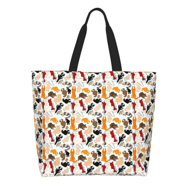 Disketp Cute Cats Bolsa Tote Estampada para Mujer, Bolso de Hombro y de Mano para Compras y Viajes