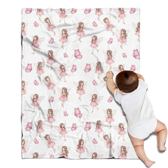 Fairy Princess Butterfly Pattern Blanket,Comfortable Soft Flannel Throw Blanket,All Season,Warm Lightweight Blankets for Sofa Bed Couch Living Room Chair,30"x40"