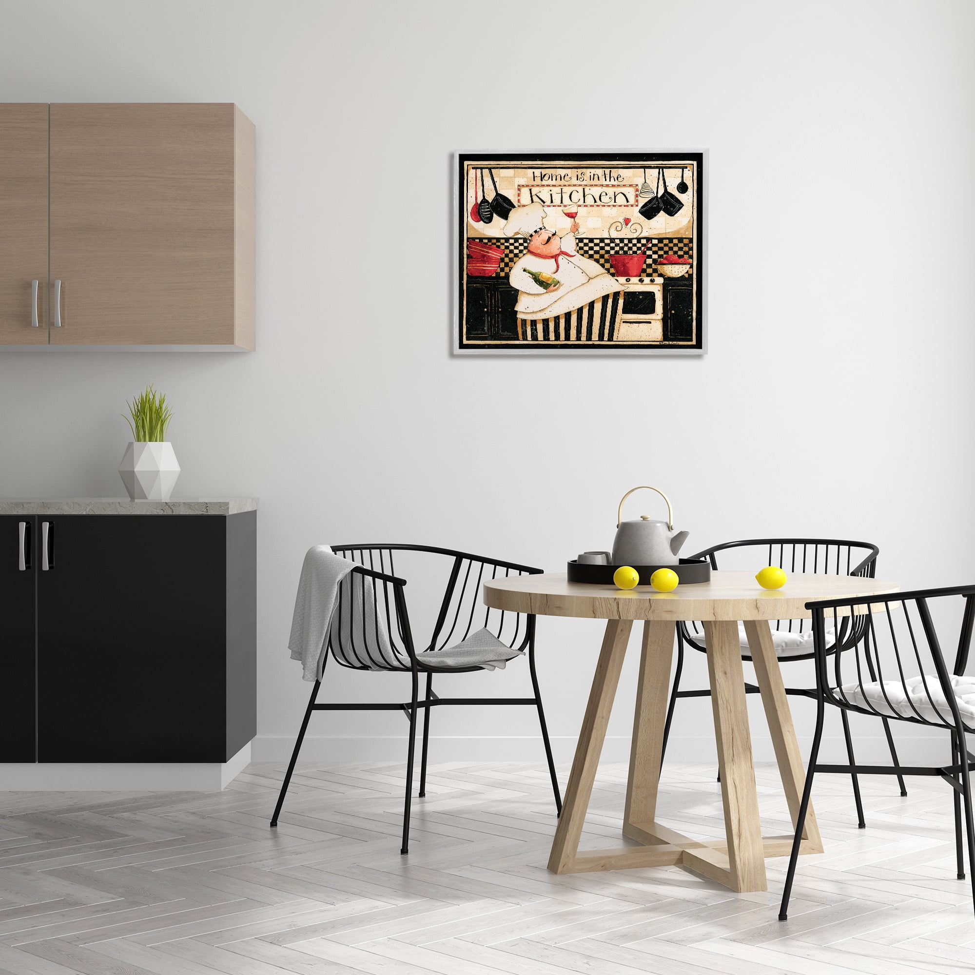 Stupell Industries Happy Chef Kitchen Phrase Food & Beverage Painting Gray Framed Art Print Wall Art, 30 x 24