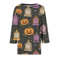 thumbnail image 4 of MVRLSH Womens Tops Shirts Blouse Casual Halloween Graphic Printed 3/4 Sleeve V Neck Loose Fit Blouses, 4 of 5
