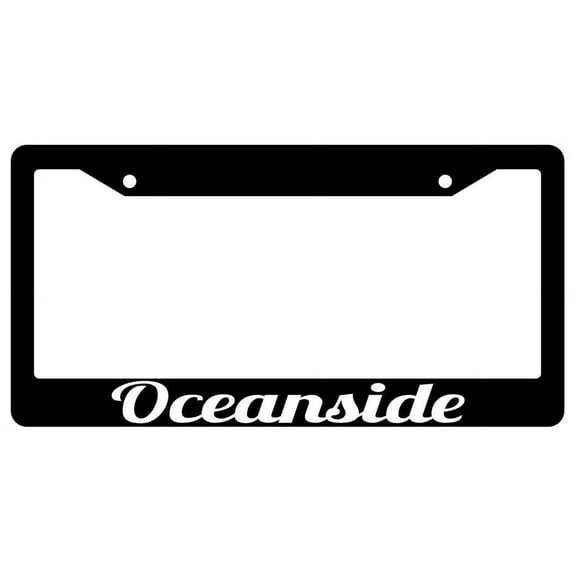 Oceanside Black Plastic License Plate Frame