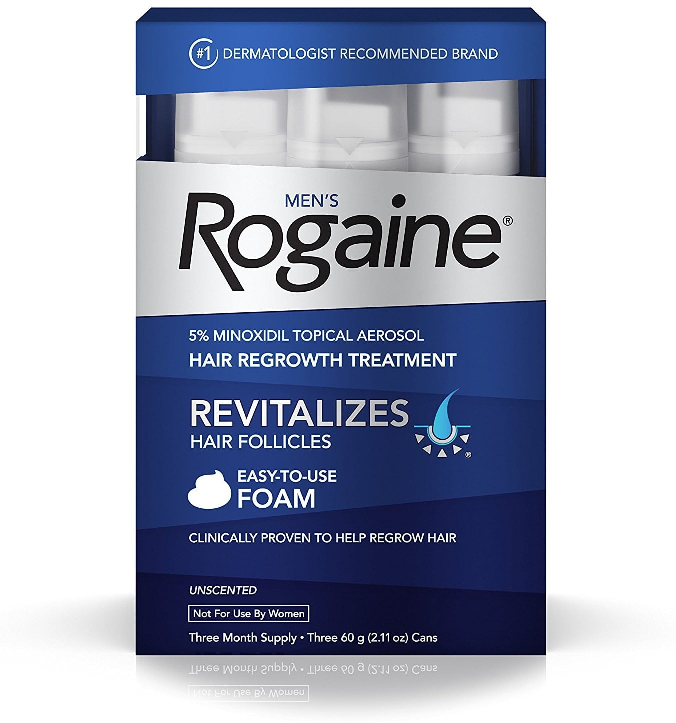 ROGAINE Easy-To-Use Foam Minoxidil Hair Loss & Regrowth Treatment for Men,   oz, 3 Piece 