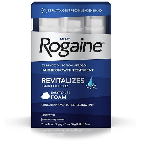 ROGAINE Easy-To-Use Foam Minoxidil Hair Loss & Regrowth Treatment for Men, 2.11 oz, 3 Piece