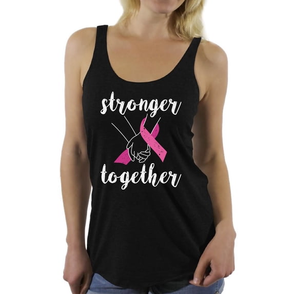 Awkward Styles Breast Cancer Awareness T-Shirt Stronger Together Racerback Tank Tops