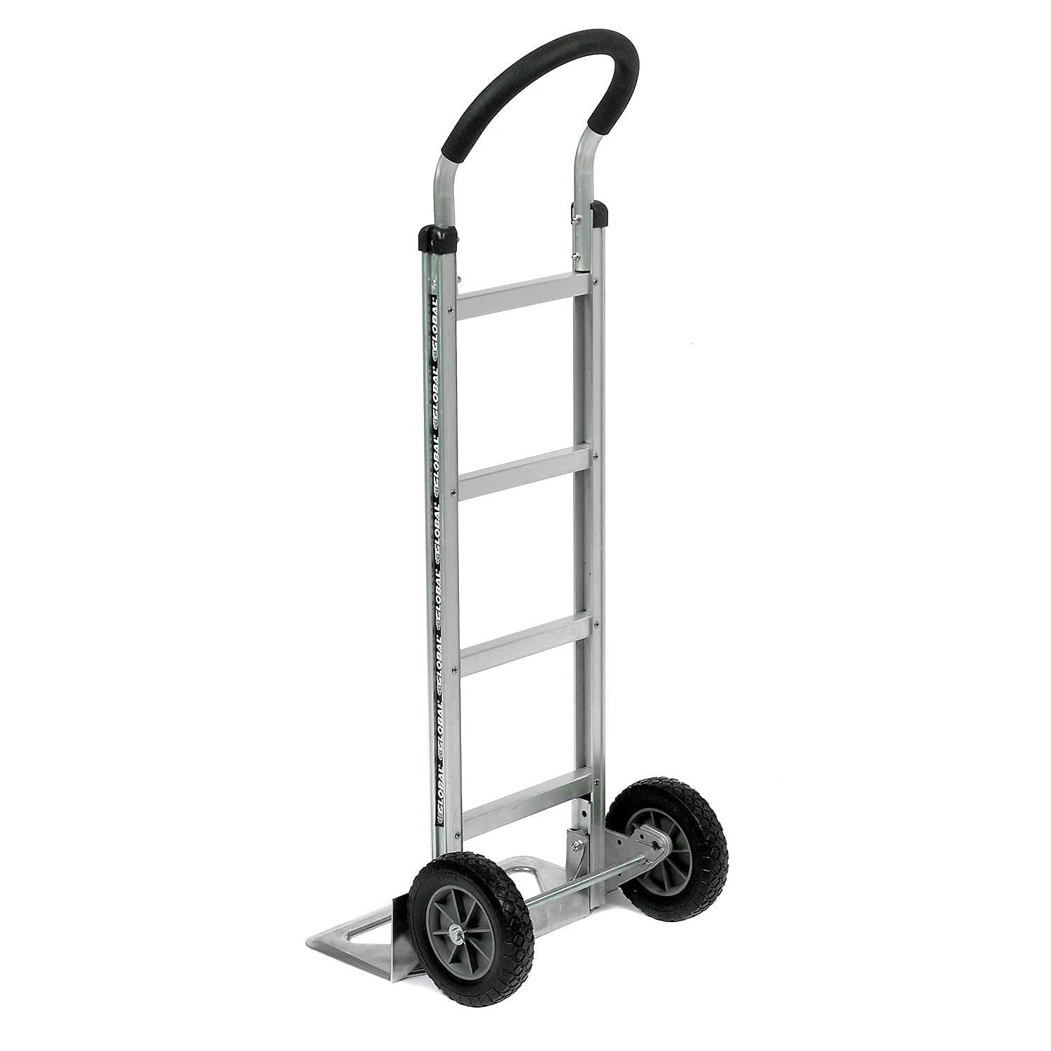 Aluminum Hand Truck Curved Handle, Mold-On Rubber Wheels