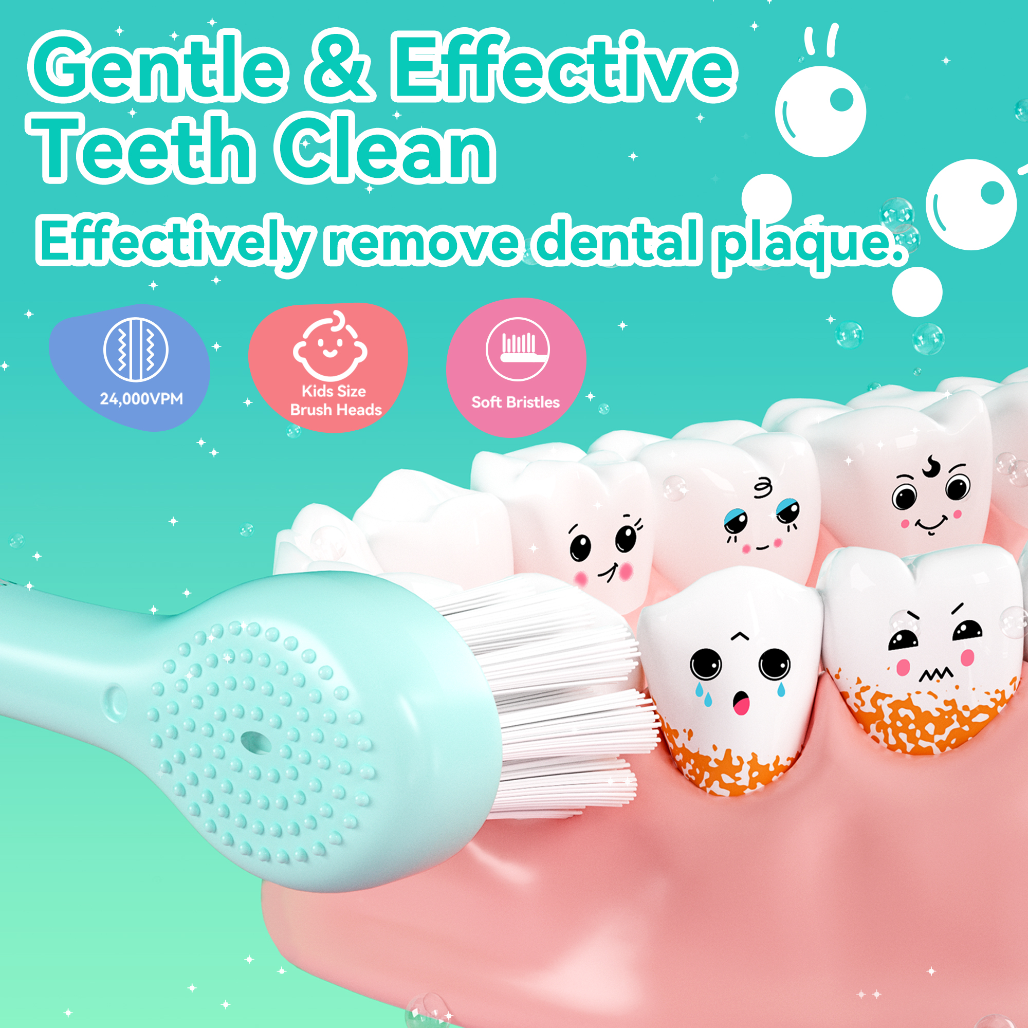 Seago Rechargeable Kids Electric Toothbrush,LED Observing Light,8 Brush Heads,for Kids 3-8 ，SG-2139 Blue