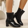 thumbnail image 4 of OKBOP Women's Walking Boots Round Toe Zip-Up Foam Cushioning Block Heel Black Stylish Women's Boots Sizes 36, 4 of 5