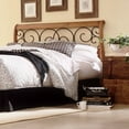 thumbnail image 4 of Dunhill Wood Headboard Sleigh Style Panel with Metal Autumn Brown Swirling Scrolls, Honey Oak Finish, Queen, 4 of 4