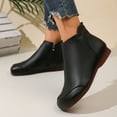 thumbnail image 6 of Dasayo Black Ladies Boots Comfortable Low Heel Ankle Side Zipper Casual Faux Leather Round Toe Boots Shoes Women 36, 6 of 9