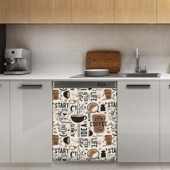 Coffee themed Dishwasher Magnet Cover Decorative Sticker for Home Cabinet Kitchen 23" x26"