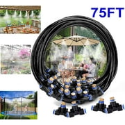 Misting System, Outdoor Misting Cooling System for Patio, 75.46FT (23M) Misting Line + 25 Brass Mist Nozzles Brass Adapter for Patio Garden Trampoline Greenhouse